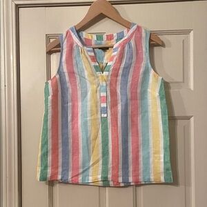 Talbots Striped Linen Sleeveless Top—Size X—Small